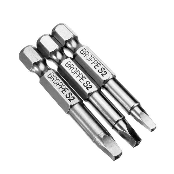 3Pcs 50mm Magnetic Square Head Screwdriver Bits 1/4 Inch Hex Shank