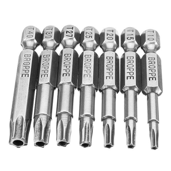 7Pcs 50mm Magnetic Five Star Head Screwdriver Bits 1/4 Inch Hex Shank