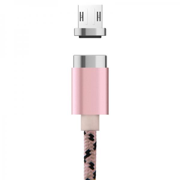 1M Baseus Micro USB Nylon Braided Wire Magnetic Fast Charger Data Cable Pink