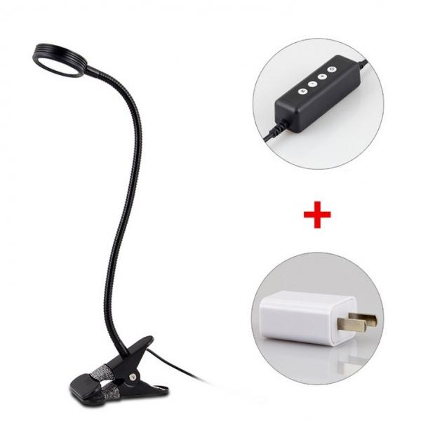 Black Clip on USB Eye-Care LED Desk Lamp with Switch-USB Charging Power Adapter