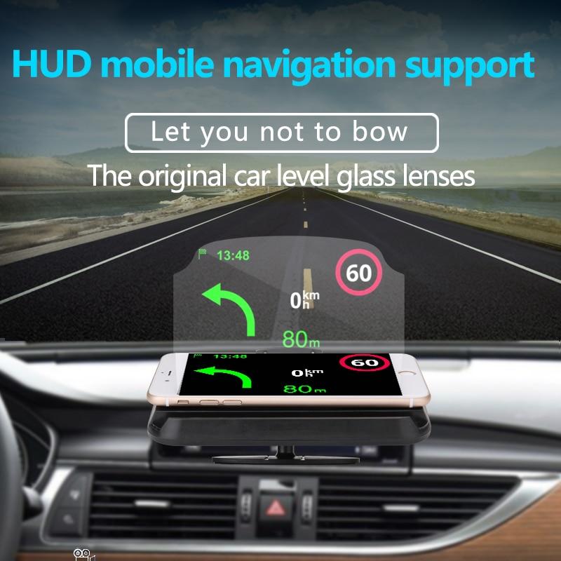 Car Head-up Display Universal Smartphone Windshield Projector Auto HUD GPS Navigator Mobile Phone Holder With Wireless Self-adhesive