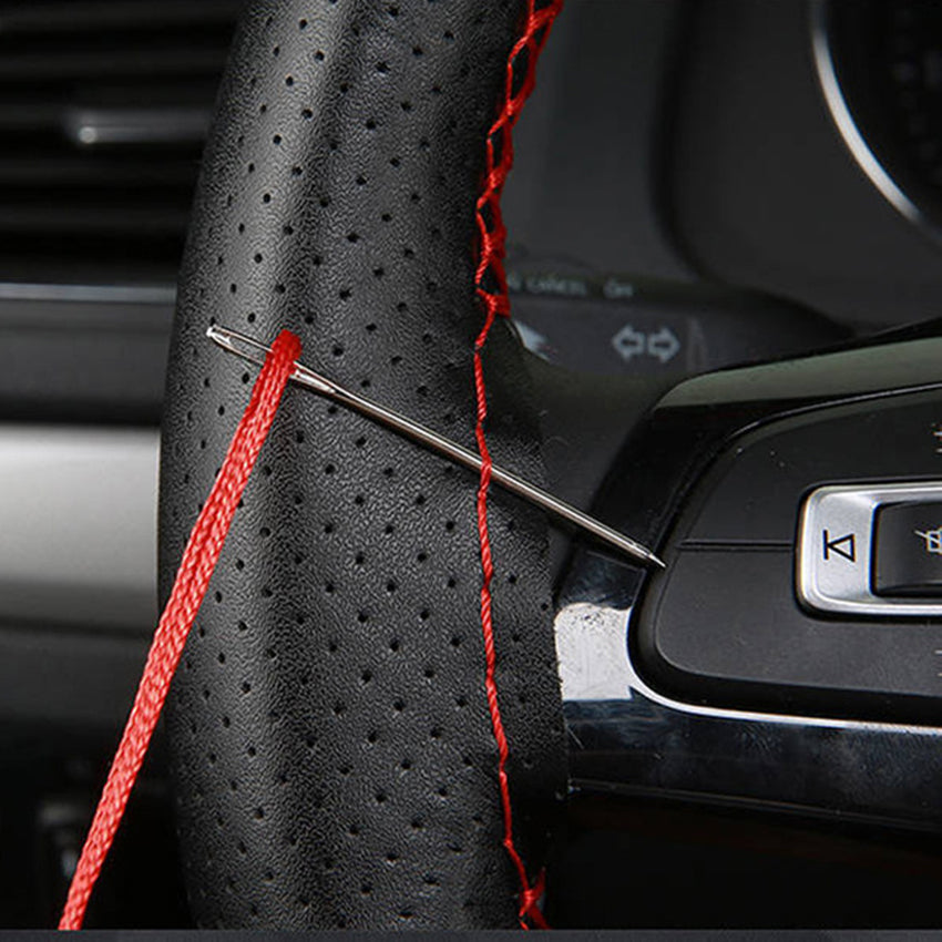 Car Steering Wheel Braid Cover Texture Soft PU Artificial Leather 38 cm With Needles And Thread Auto Car Accessories