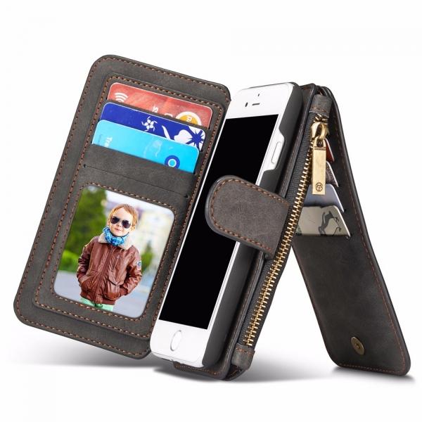 Caseme Zipper Wallet Magnetic Detachable Case for iPhone 8 Black