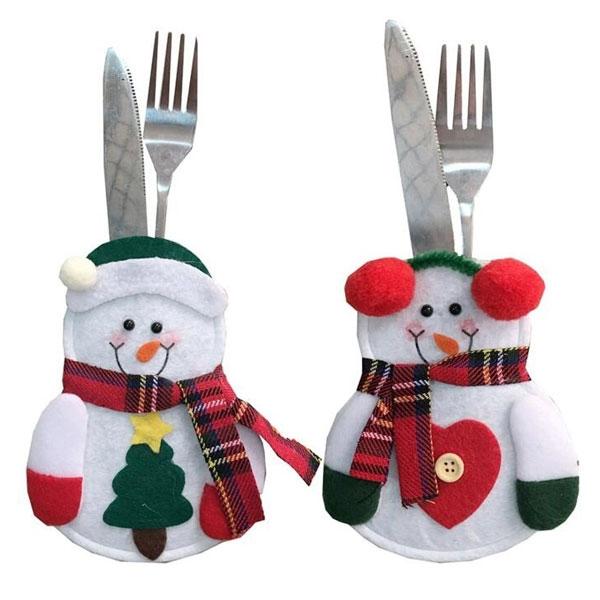 Snowman Style Tree Pattern Cutlery Tableware Holder Dinner Party