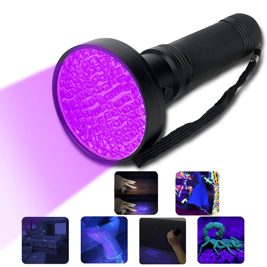 UV Flashlight 10W 100 LEDs 395 nm UV LED Disinfection Torch Back Detector Light for Dog Cat Urine Pet Stains Bed Bugs Scorpions Anti-counterfeiting