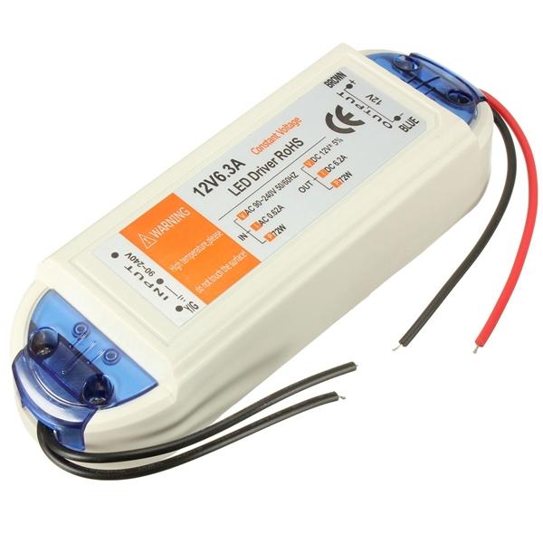 DC 12V 6.3A 72W Lighting Transformer Driver Car LED Strip Light Power Supply