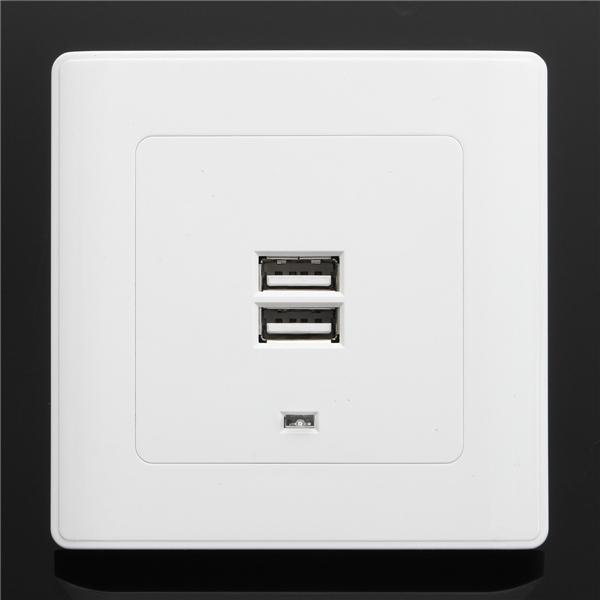 Dual USB Port Wall Socket Charger Power Receptacle Outlet Plate Panel