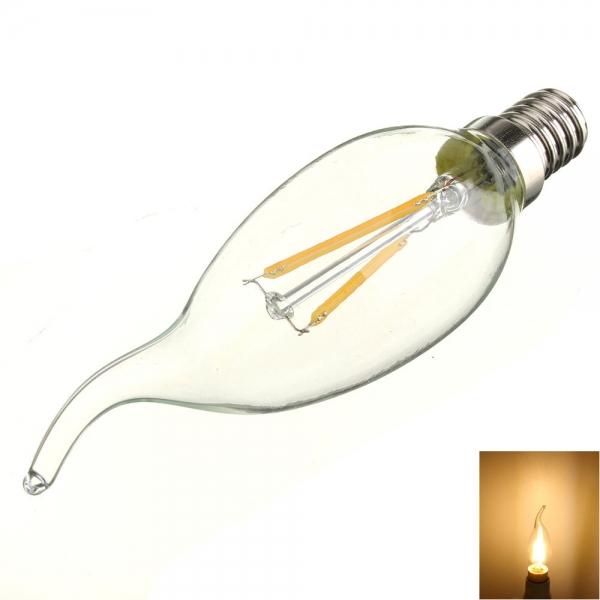 E14 2W 160LM 2700K Warm White Light LED Filament Candle Bulb (AC 220V)