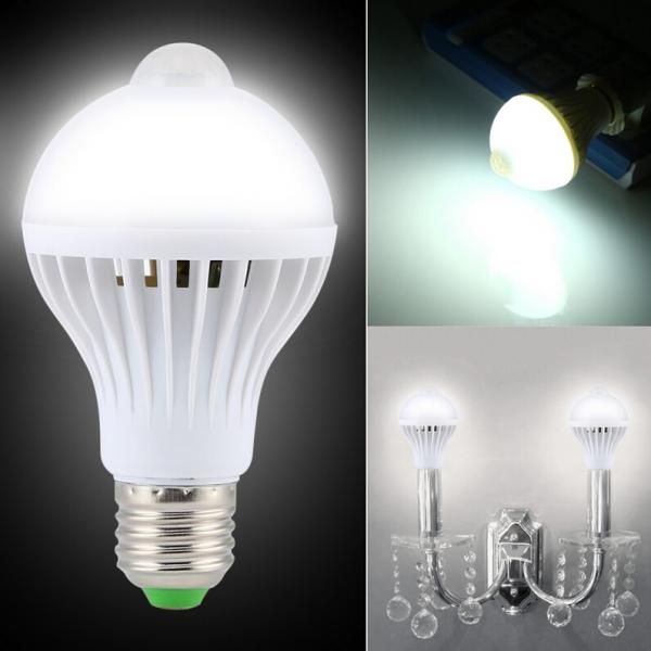 E27 5W 400LM White Human Body and Infrared Sensor Lights LED Bulb 220V