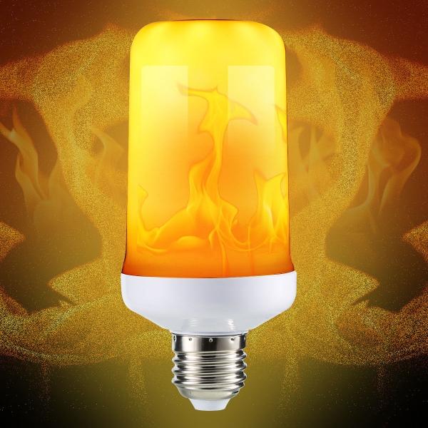 E27 5W Three Modes Yellow SMD2835 99LEDs Flame Light Bulb with Gravity Sensor