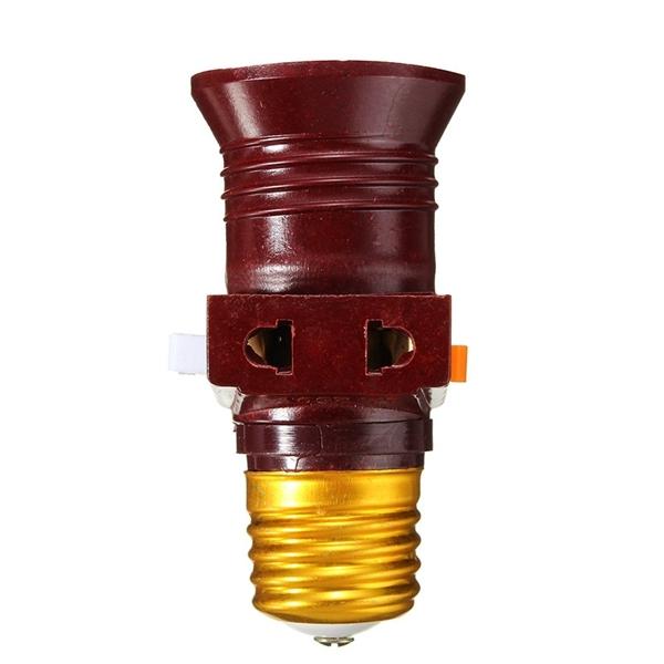 E27 Screw Base Light Holder Convert To Switch Lamp Bulb Socket Adapter 110-250V - Brown