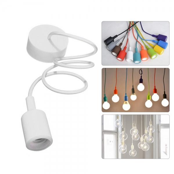 E27 Silicone Rubber Ceiling Light Pendant Lamp Holder Socket DIY White