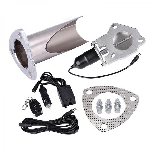 2.5inch Cutout Stainless Steel Exhaust Cut Out Header Be Cut Pipe Electric Valve Exhaust Tip Muffler Kit