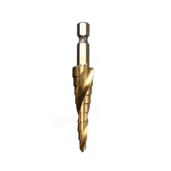 4-12mm Hex Shank Titanium Coated HSS 4241 Spiral Groove Hexagon Shank Step Drill Bit