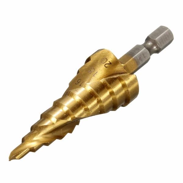 4-20mm Hex Shank Titanium Coated HSS 4241 Spiral Groove Hexagon Shank Step Drill Bit - stringsmall