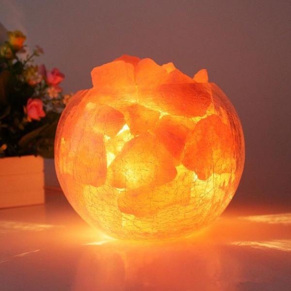 Himalayan Natural Crystal Salt Table Lamp Mineral Rock Light with USB Cable US Plug (110V) Amber