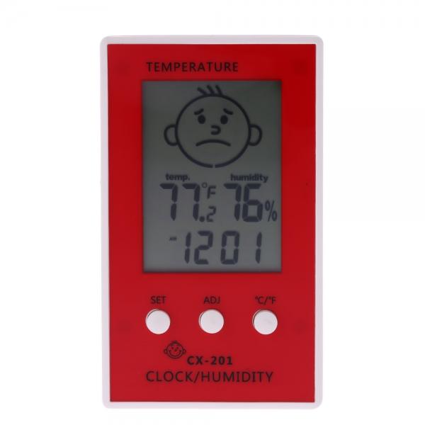 LCD Digital Thermometer Hygrometer Clock Weather Station Red