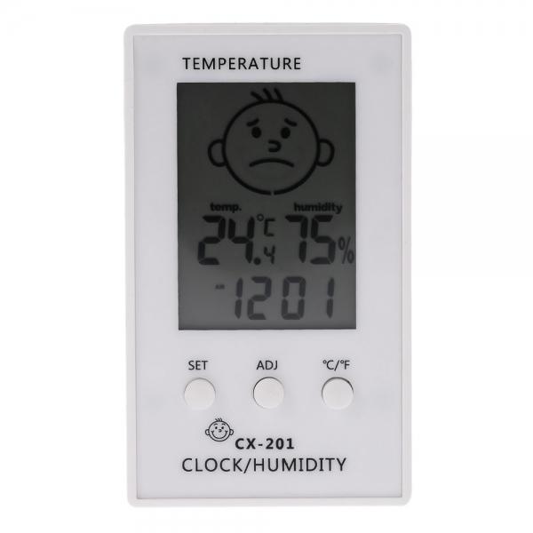 LCD Digital Thermometer Hygrometer Clock Weather Station White