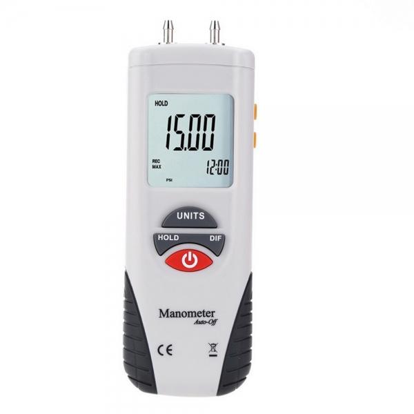 LCD Mini Digital Manometer Differential Gauge Air Pressure Meter White - stringsmall