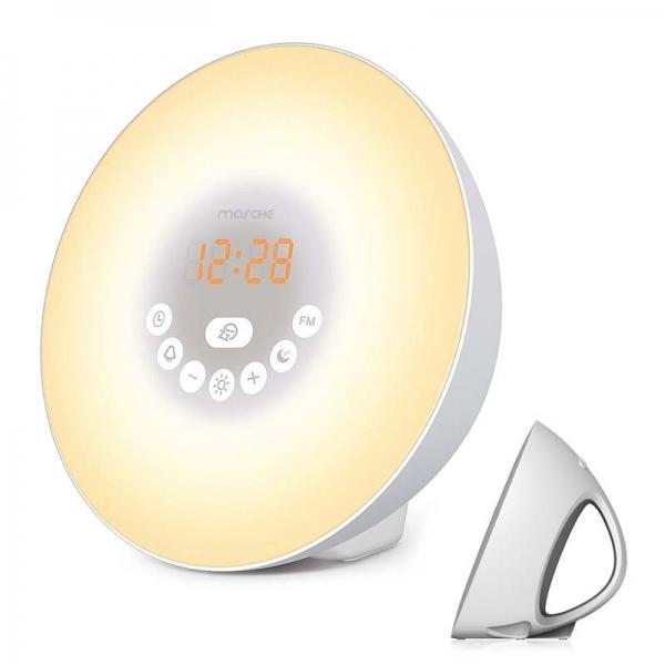 LED Display Touch Control with FM Radio Sunrise Alarm Clock Wake Up Light ,EU Plug