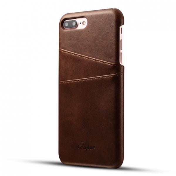 Thin Soft Leather Phone Back Case With Card Cases for iPhone 8/7 Plus Brown