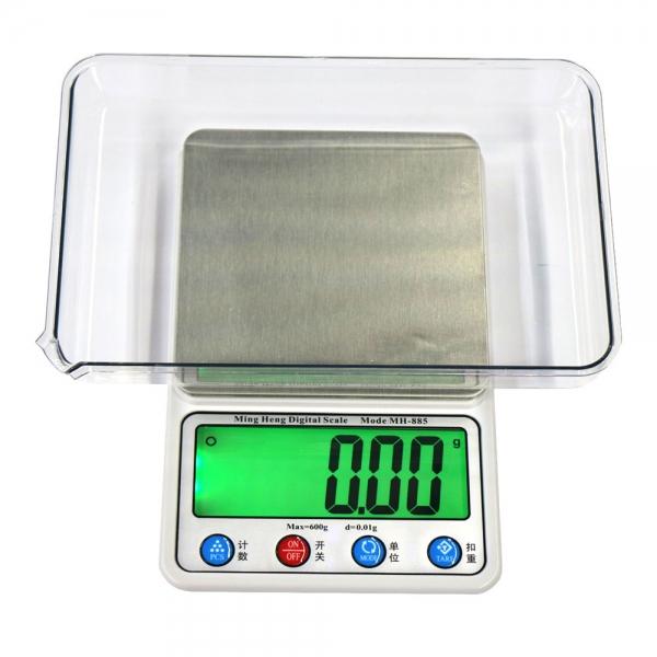 MH-885 600g/0.01g 4.5inch LCD Digital Scale Jewelry Scale with Removable Tray Silver Gray