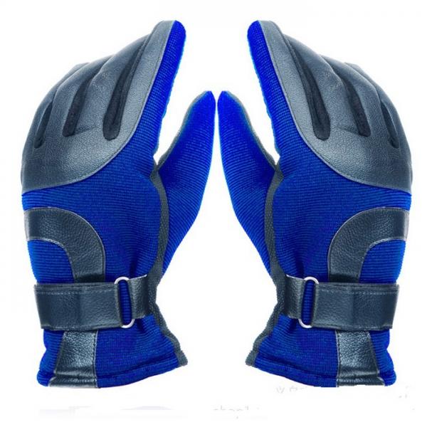 Men Winter Outdoor Thickened Warm Windproof Antiskid Driving and Ski Gloves Blue