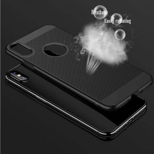 Slim Mesh PC Heat Dissipation Hard Case Cover Anti-Skid For iPhone X Black