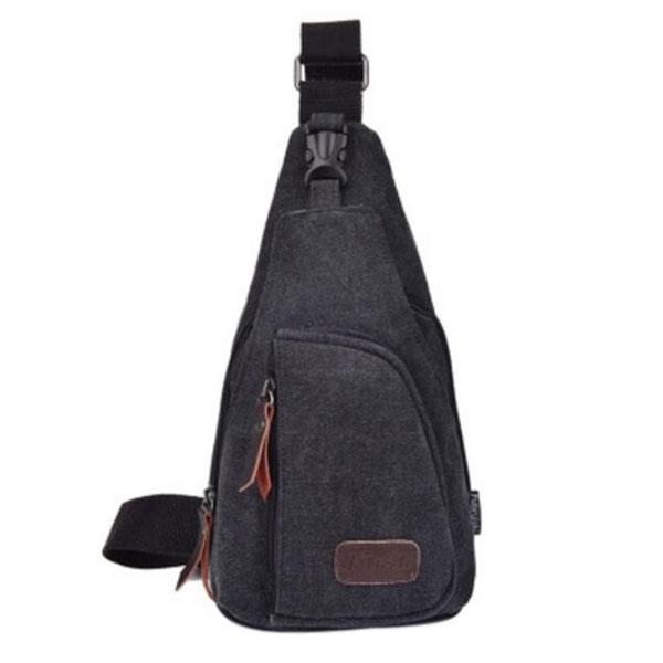 Canvas Sling Backpack Multifunction Casual Sling Shoulder Bag Black - S