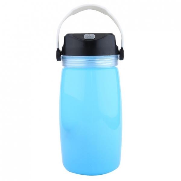 Outdoor Foldable Waterproof Solar Water Bottle LED Light Blue