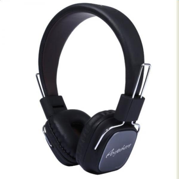 REMAX RM-100H Retractable PU Wired Control Headset Earphone Headphone with Mic Black