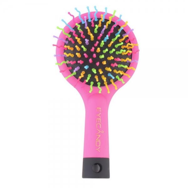 Rainbow Volume Anti-static Magic Detangler Curly Straight Hair Massage Comb with Mirror Pink