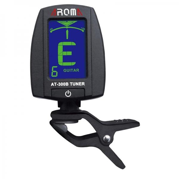 Rotatable 360-Degree Clip Tuner Portable LCD Digital Clip-On Electric Guitar Tuner Chromatic Bass Aroma AT-300B Black