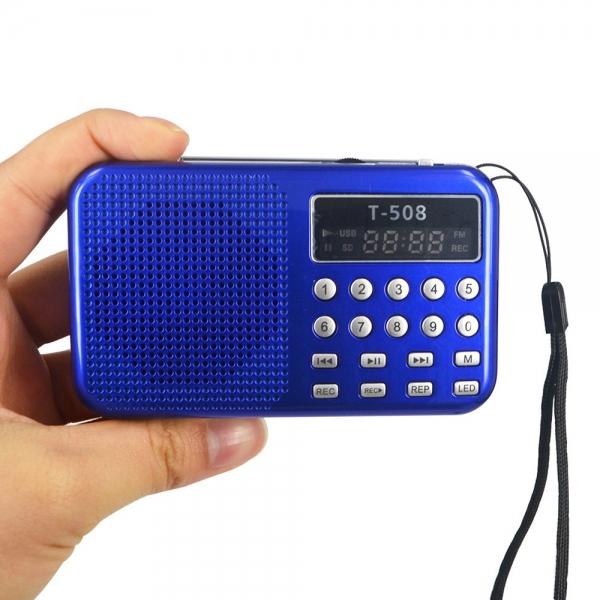 LCD Digita Stereo FM Radio Speaker USB TF Card MP4 Music Player Blue