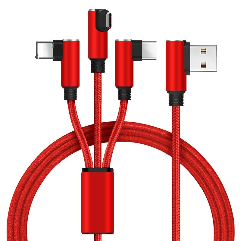 1.2M Three-in-One Data Cables Elbow Charging Cable Universal Phone Three-in-One Cables Charge Line