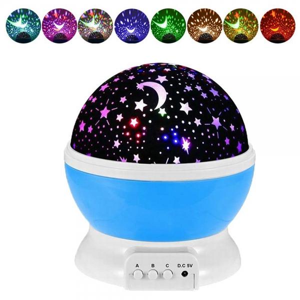 Kids LED Rotating Projector Starry Night Lamp Star Sky Light - Blue