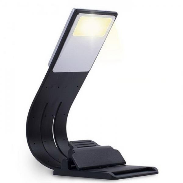 Ultra-thin USB Rechargeable Flexible Adjustable 4-Level Brightness LED Bookmark Book Reading Lamp for Kindle Book Paper with Magnetic Clip