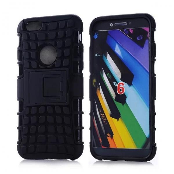 Unique Tire Texture Silicone & PC Back Cover Holder for iPhone 6/6S 4.7inch Black