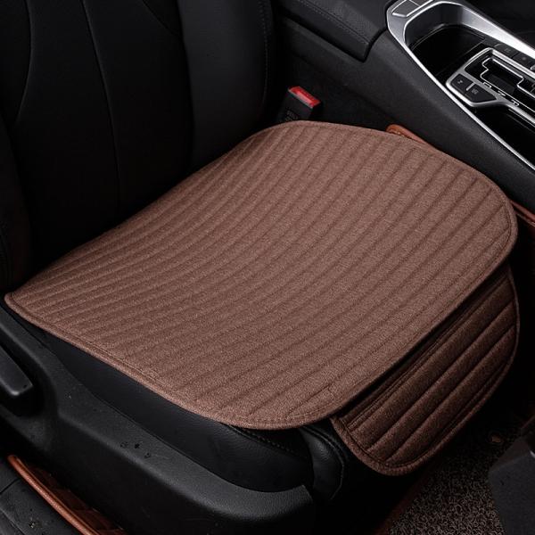 Universal Linen Ventilated Breathable Nonslip Car Front Seat Cushion Cover Pad Mat - Coffee