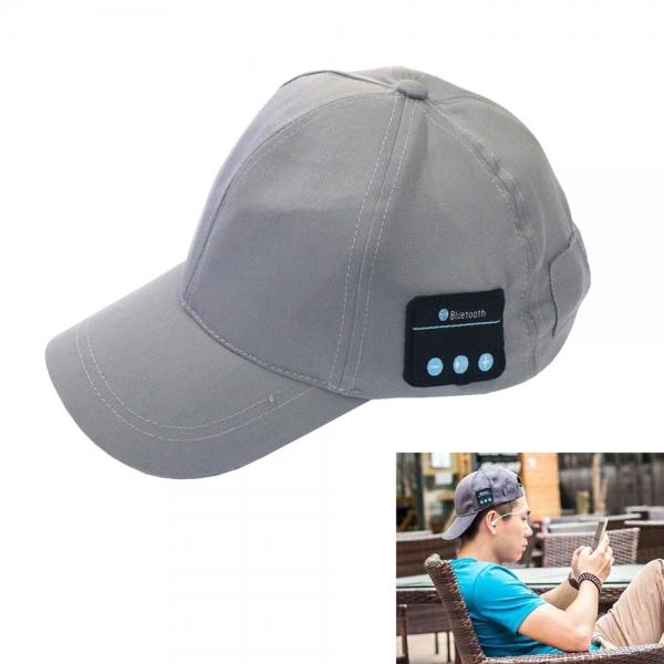 Bluetooth Baseball Cap Wearable Music Player Hat Hands-free Headset Gray