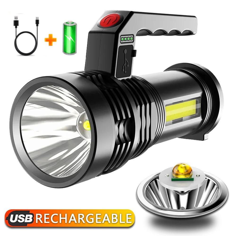 5000 lumens LED flashlight portable USB charging Built-in 3750mAh 18650 battery searchlight fishing light