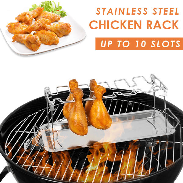 BBQ stainless steel roast chicken rack WITH TRAY