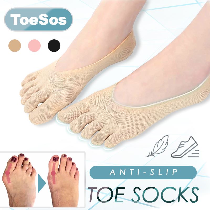Women Five-Finger ToeSos Anti-Slip Low-Cut Toe Socks