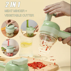 New 4 In 1 Handheld Electric Vegetable Cutter Wireless Chop Garlic Mash Minced Slice Onion Cutting Multifunctional Cooking Gadget